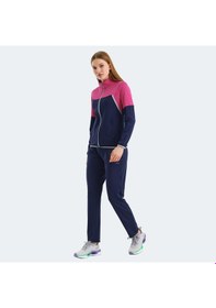Resim Slazenger ROCKSTAR Kadın Fermuarlı Dik Yaka Cepli Lacivert Eşofman Takımı 