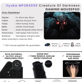 Resim İlyuka 40x30cm Gaming Oyuncu Mousepad Creatureofdarkness Mp284030 