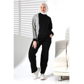 Resim Mihran Butik Kadın Mevsimlik Alt Ve Üst Rahat Siyah Spor Tesettür Takım Siyah 