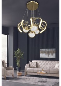 Resim Arya 4 Toplu Sarkıt Led Avize - - Kumandalı / Gold Gold 