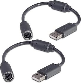 Resim Fosmon Microsoft Xbox 360 Kablolu Denetleyicilerle Uyumlu Yedek Dongle (Adaptör Denetleyici USB Ayrılma Kablosu) - Gri (2'li Paket) 