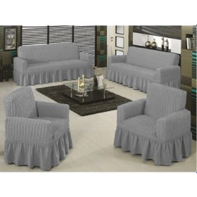 Resim Altın Kelebek Bürümcük Koltuk Örtüsü Maxi Takım 3+3+1+1 Koyu Gri Gri 