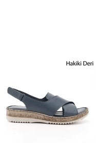 Resim Gönderi(r) Kadın Mavi Antik Cırt Bantlı Hakiki Deri Sandalet 