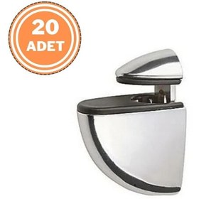 Resim EYM 20 Adet Pelikan Cam Raf Tutucu Etejer Parlak Krom Metal Kırılmaz 