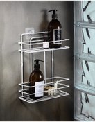 Resim 2 Katlı Beyaz Yapışkanlı Banyo Rafı, Duş, Şampuanlık Düzenleyici, Paslanmaz Metal (Vidala/Yapıştır) - TŞ-02 