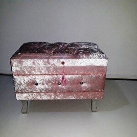 Resim Bengi Ticaret Çeyiz Sandık 17639 Kapitone Model 3'lü Pembe Kadifemsi Kumaş İçi Tela El Yapım 