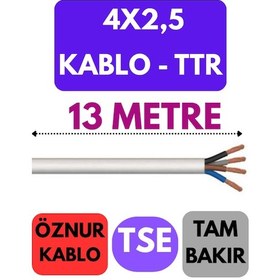 Resim Öznur 4x2,5 Ttr Kablo Metre Seçenekli Beyaz - 13 Metre 