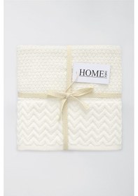 Resim 2li Kadife Bordürlü Jakarlı 50x90 El Havlusu Spectre Krem 