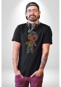Resim Voofoo Bebeği Doll Doldurulmuş Bebek Unisex Unisex Siyah Organik Baskılı T-shirt Penye Yüksek Kalite Siyah 