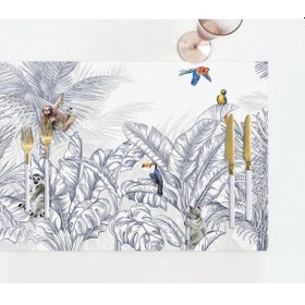 Resim Çizgisel Tasarım Kumaş Amerikan Servis 4'lü Set 35x50cm Keten, Ulusl.yıkama Ve Solmama Sertifikası Çok Renkli 