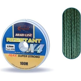 Resim Captain Resistant PE 4 Kat İp Misina 100mt Yeşil 0.20 mm 