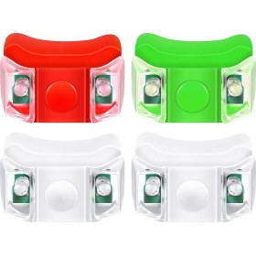 Resim 4 x LED Tekne Navigasyon Işıkları Tekne Yat Motorlu Tekne Bisiklet Avcılık Gece Çalışan Balık Tutma (Kırmızı, Yeşil, Beyaz) (Yurt Dışından) 