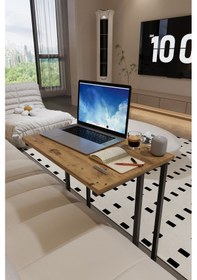 Resim Trend Metal Ayaklı Laptop Sehpası Kahvaltı Masası Çalışma Sehpası Çok Amaçlı Yan Masa Atlantik Çam 