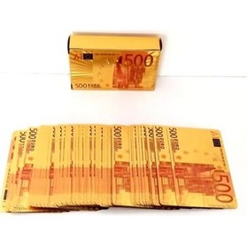 Resim 500 Euro Temalı Altın Renkli Oyun Kartları, Pişti Ve 51 Oyunu İçin, Özel Tasarım 