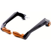 Resim Tongdashop Karbon Fiber 7/8" 22mm Cafe Racer Motosiklet El Koruyucu Orange 