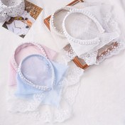 Resim 4 adet Fransız Danteli Üçgen Saç Bandı - Çiçek ve Ekose Desenleri, Pastel Renkler (Beyaz, Açık Pembe, Mavi), Plaj ve Günlük Kıyafetler için Mükemmel, Şık Saç Bandı | Pastel Saç Bantları | Karmaşık Dantel Kenarları 