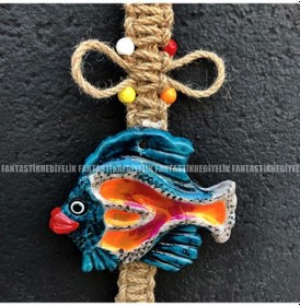 Resim Balık Nazar Boncuk Seramik Bahçe Balkon Kapı Duvar Süs Sarkaç (387073611) 