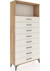 Resim Arges Dolap Tek Raflı 8 Çekmeceli 88x30x182 Çam-aytaşı Atlas Çam 