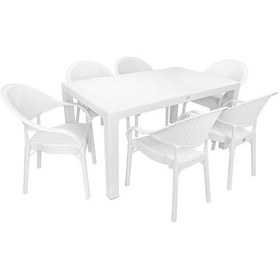 Resim Depootoptan Mandella Elit Rattan 90 x 150 CM Eylül Koltuk Masa Takımı Beyaz 