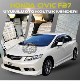 Resim Honda Civic Fb7 Bej Tay Tüyü Cepli & Terletmez Sırtlı Oto Koltuk Minder Seti - Koruma Kılıfı Ön & Arka Set 