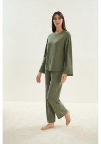 Resim Sevim Kadın Uzun Kol Haki Viskon Pijama Takım C7t8n9o51 001 