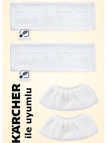 Resim Karcher Sc5 Easyfix Uyumlu Mop Bezi Seti 4'lü El Aparatı Ve Yer Başlığı İçin 