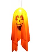 Resim Youtek Küçük Turuncu Gülümseyen Yüzlü Led Işıkli Kadife Hayalet Askı Lambası - Halloween Odası Stili Dekorasyonu Sürekli Aydınlatma Turuncu 