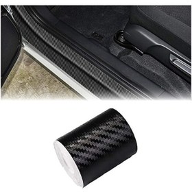 Resim 20cmx5mt Siyah Karbon Şerit Folyo Araç Kapı Direk Eşik Çıta Kap 