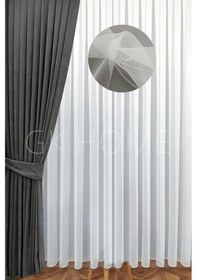 Resim Hayalet Tül,ipek Zemin,düz Tül,hayal Tül,kırışmayan Tül,sık Pile Tül Perde 1/3 Kırık Beyaz 