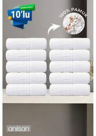 Resim 10'lu Greek Beyaz Banyo Havlusu - 70x140 Cm, 490 Gr, %100pamuk, Spa Ve Otel Havlusu Beyaz 
