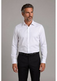 Resim Bisse Beyaz Regular Fit Cepsiz Klasik Uzun Yaka Saten Gömlek Gmkls252188 D01 