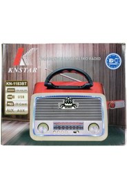 Resim Knstar Kn-1183bt Şarjlı Ledli Retro Ahşap Radyo Mp3 Çalar 
