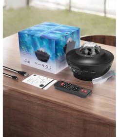 Resim Projektör Yıldız Gece Lambası Disko Topu Bluetooth Bağlantılı Taşınabilir Şarjlı 