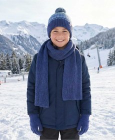 Resim LAGRANZE Junior Erkek Kışlık Atkı Bere Eldiven Seti - Çocuklar İçin Sıcak Tutucu Aksesuar Takımı 