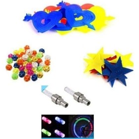 Resim Bisiklet Jant Işığı Bisiklet Süsü Seti Çok Renkli 