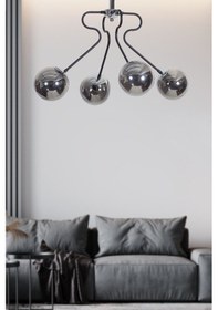 Resim Dominik 4 Lü Siyah Kollu-krom Metal Gövde Füme Rengi Camlı Ta... Siyah 