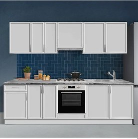 Resim Pramo Mobilya 270 Cm Gri Ankastre - Aspiratör Mutfak Dolabı Tezga 