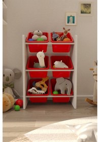 Resim 6 Sepetli Çok Amaçlı Montessori Oyuncak Dolabı 