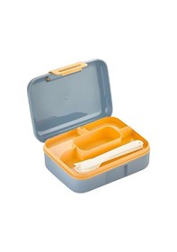 Resim 6 Bölmeli Yemek Saklama Kabı Çatal, Kaşık Ve Bıçaklı Beslenme Kutusu, Lunch Box Diyet, Mavi Desenli 