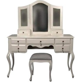 Resim Bengimobilya Makyaj Masa Dresuar 7 Çekmece Ahşap Kayın Lüken Aslan Ayak Beyaz 