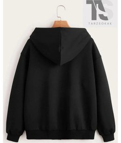 Resim London Baskılı Örme Pamuk 2 İplik Siyah Fermuarlı Hırka Siyah 