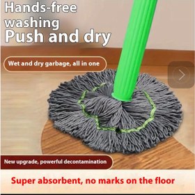Resim 1pc El Değmeden Bir Saniyede Kurutma Mop Ev Tembel Mop Bambo Fibrer Süper Büyük Mop Kafa Dikey Depolama Bir-Mop Temiz 