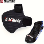 Resim MJMOTO Ayarlanabilir Motosiklet Ayakkabı Koruyucu - Kaymaz, Dayanıklı Kauçuk Vites Pedi, Güçlendirilmiş Deri & Yumuşak Dolgu ile, Siyah Mavi Vurgularla, Sürüş Güvenliğini Artırmak İçin 