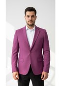Resim Plus Scorpion Mor Erkek Slim Fit Tek Düğmeli Blazer Ceket Astarli, Şık Ve Modern Kesim Mor 