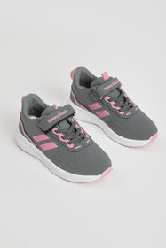 Resim Tonny Black Çocuk Unisex Füme Pembe Eva Taban Yanı Şeritli File Detaylı Cırtlı Spor Ayakkabı 