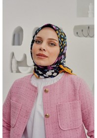 Resim Afvente Çiçek Desen Soft Pamuk Eşarp Sarı 