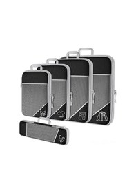 Resim Geeroyoo Siyah Seyahat Organizer Seti: 5'li Genişletilebilir Ağızlı Polyester Çantalar, Elbise Ve Eşya Saklama İçin Dayanıklı Tasarım 