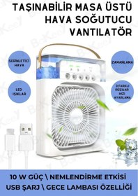 Resim Bakeey Masa Üstü Taşınabilir Buzlu Buharlı Fan Soğutucu Vantilatör Işıklı Serinletici Fan Mini Vantilatör 