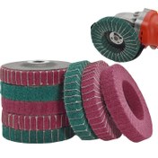 Resim 4 adet Naylon Fiber Zımpara Bez Halka Masaüstü Taşlama Makinesi için Uygun 4 İnç Naylon Fiber Taşlama Tekerleği 120 180 240 320 Mesh Zımpara Pedli Parlatma Tekerleği Hug Taşlama Tekerleği Parlatma Araçları için Uygun Kırmızı Yeşil 