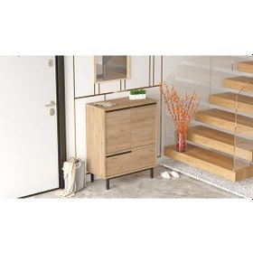 Resim Bohem Ayakkabılık Çok Amaçlı Dolap 3 Kapaklı Metal Ayaklı Sepet Boh8c-s Kahverengi 